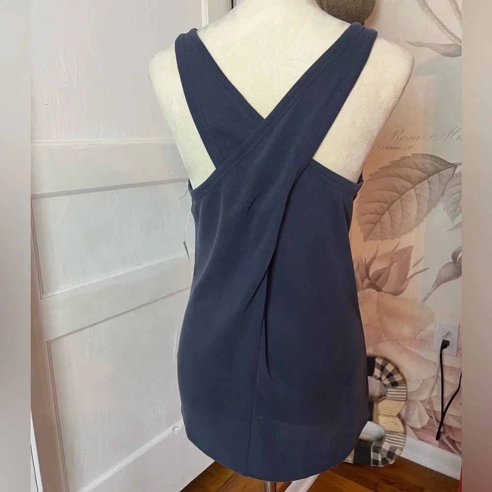 NWT DAILY RITUAL CROSSBACK TANK TOP SZ LG MODAL POLY BLEND DK BLUE SUPER SOFT - Picture 2 of 7
